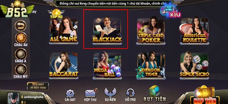 Giới thiệu tựa game blackjack tại B52